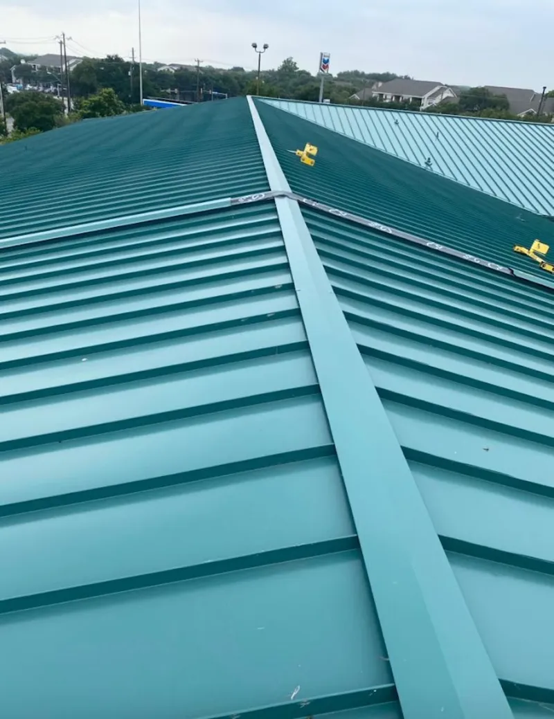 Green commercial metal roof ridge and valley for Metal Roof Repair in Cary